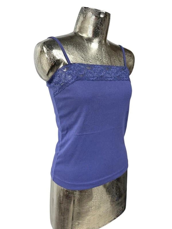 Poppy Poppy t-shirt vest size medium 14 women'ss grape cotton lace top new eu42 rrp £20
