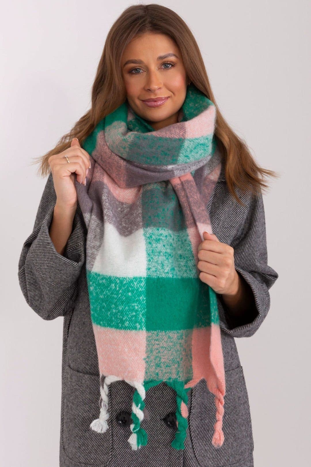 Love Lace Love Lace Green Plaid Scarf for Fall & Winter