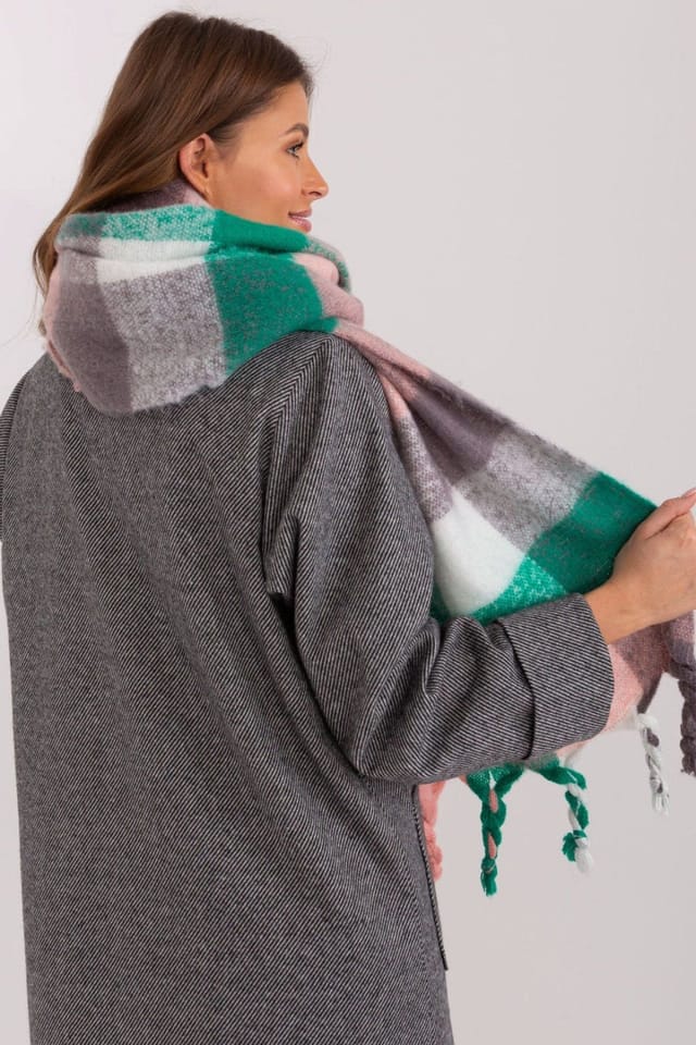 Love Lace Love Lace Women's Plaid Long Tassel Polyester Scarf for Fall & Winter Wrap in Green - 3