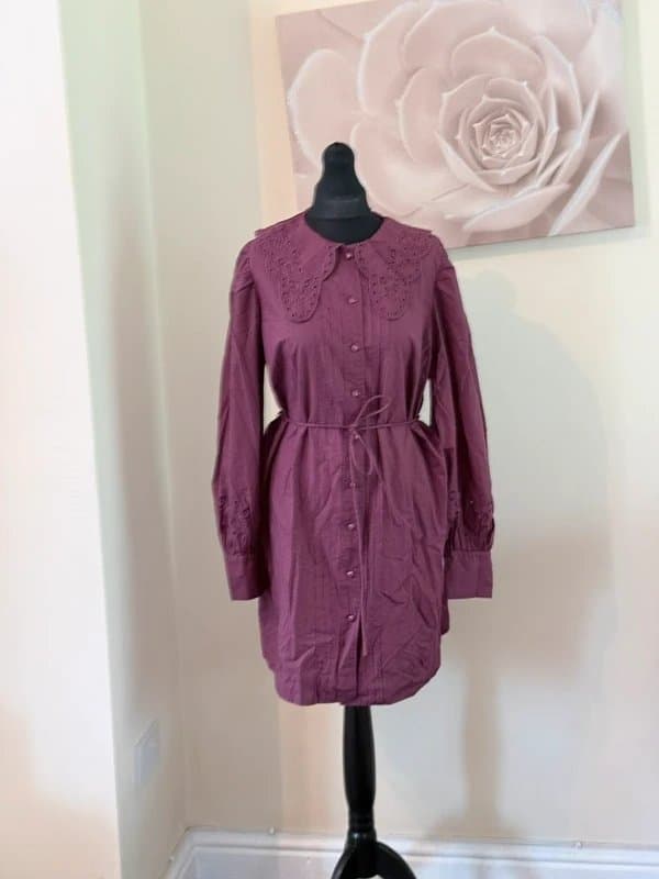 River Island River island long sleeve cotton embroidery detail dress