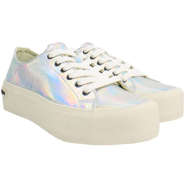 Seavees Seavees Women's Monterey Platform Sun Valley Lace-Up Silver Smooth Leather Shoes in Metallics - 2