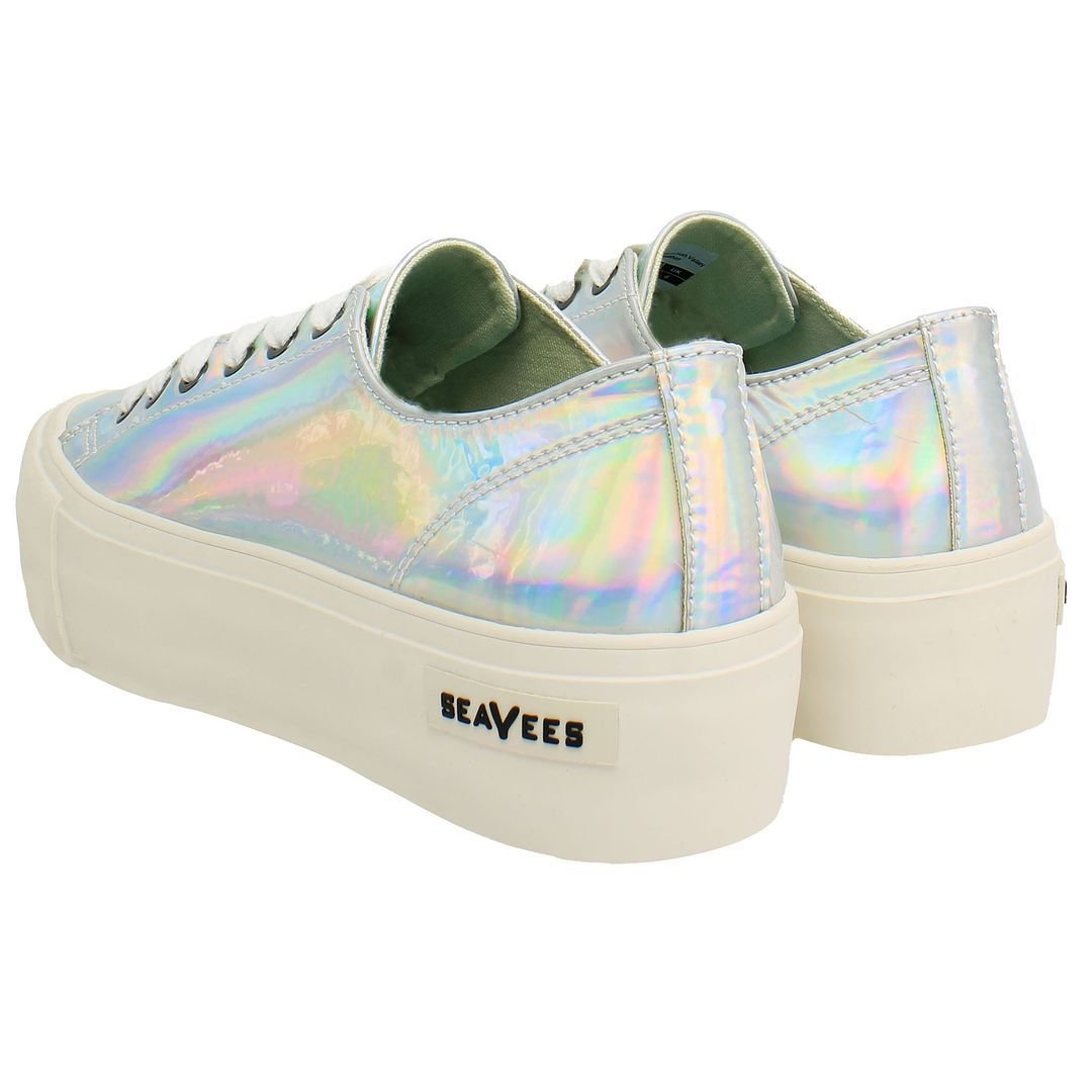 Seavees Seavees Women's Monterey Platform Sun Valley Lace-Up Silver Smooth Leather Shoes in Metallics - 3