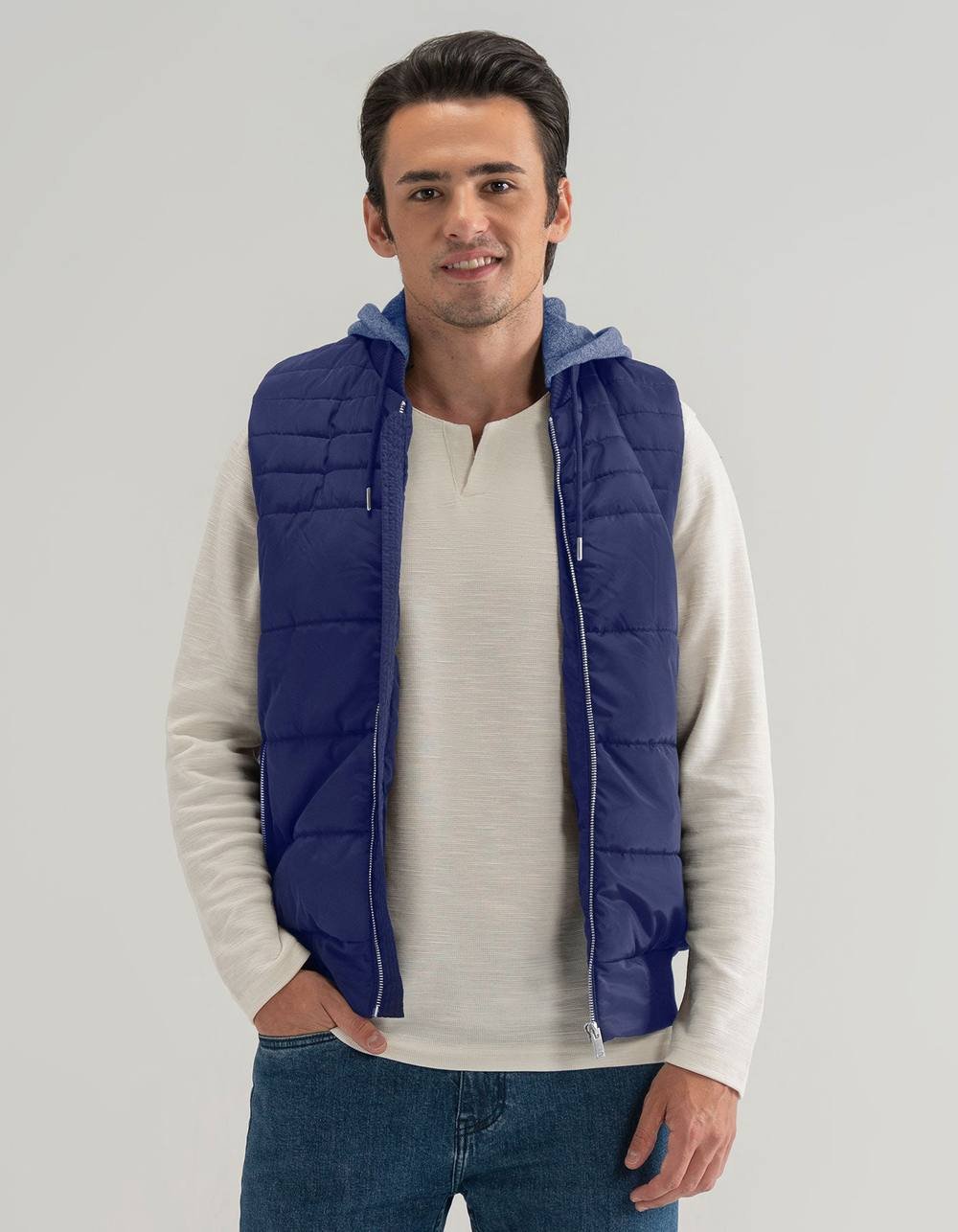 Brian Oak London Brian Oak London Men's Navy Hooded Gilet Jacket in Blue - 2