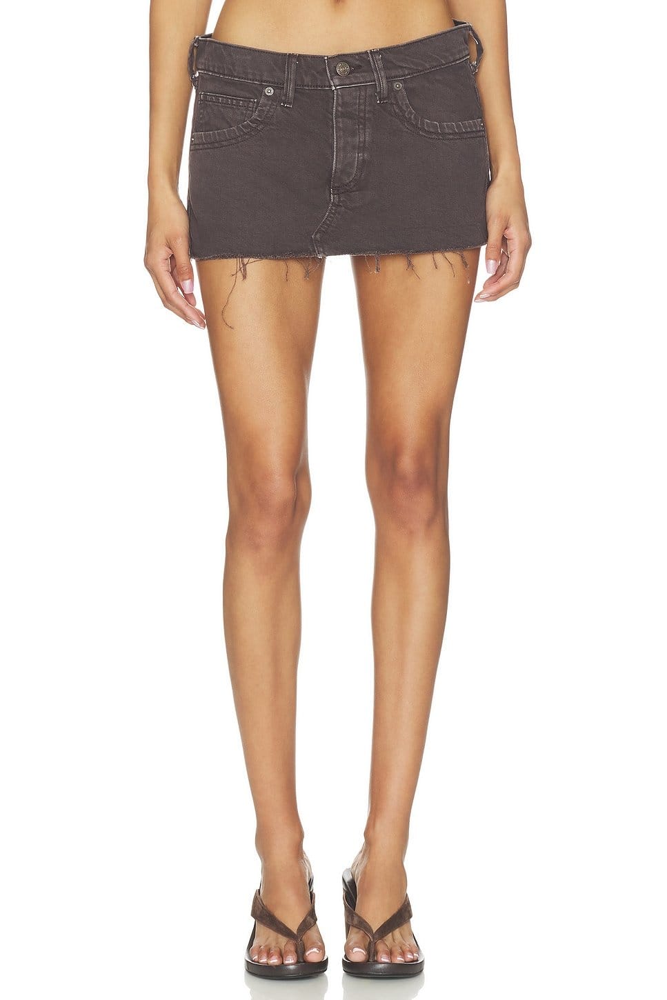 Revolve Chocolate Low Rise Mini Skirt