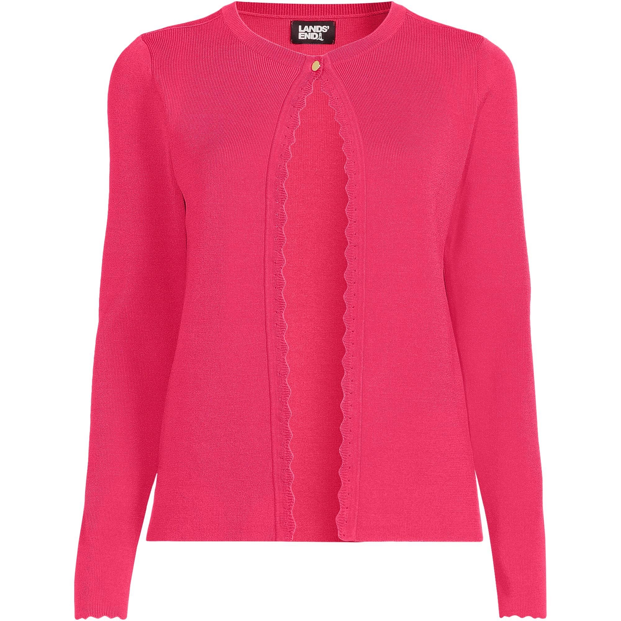 lands end Lands' End Women's Scallop Edge Cardigan in Red - 1