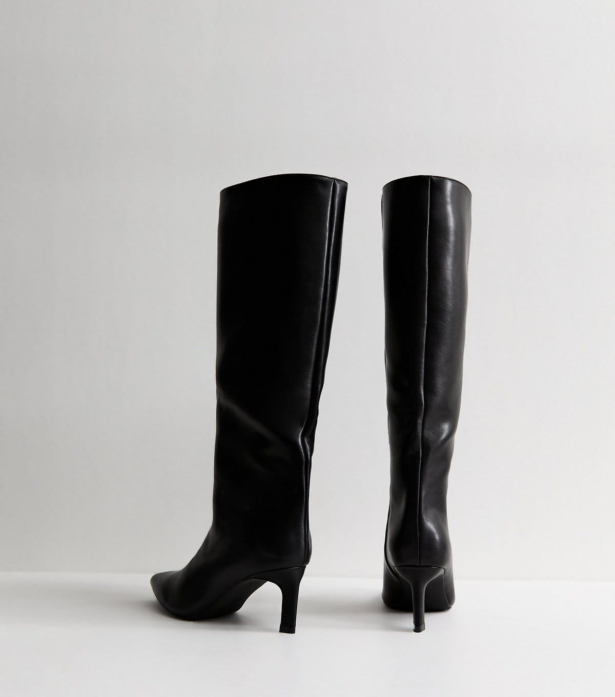 New Look Women's Truffle Black Faux Leather Heeled Pull On Boots Vegan New Look - 4