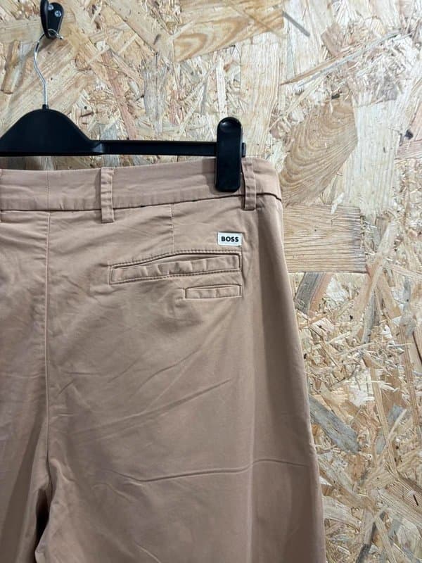 Boss Hugo Boss Kaiton Chino Trousers W36 L32 Slim Fit Beige Tan Pants Zip Fly