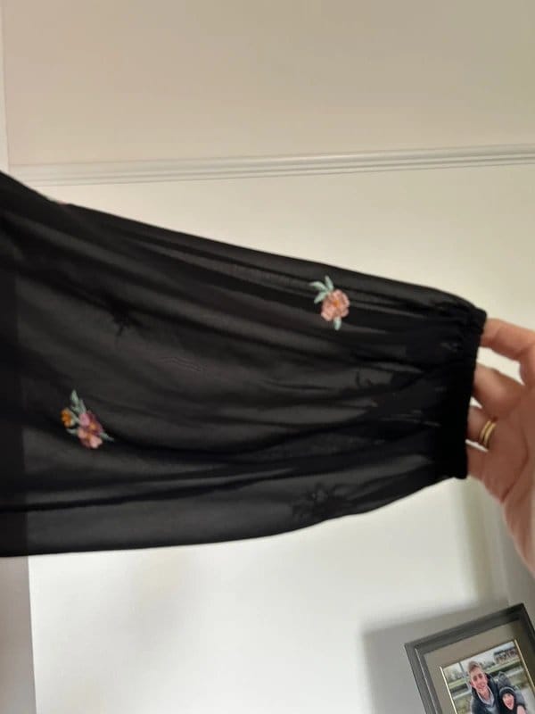ASOS Black Embroidered Floral Sleeve Dress