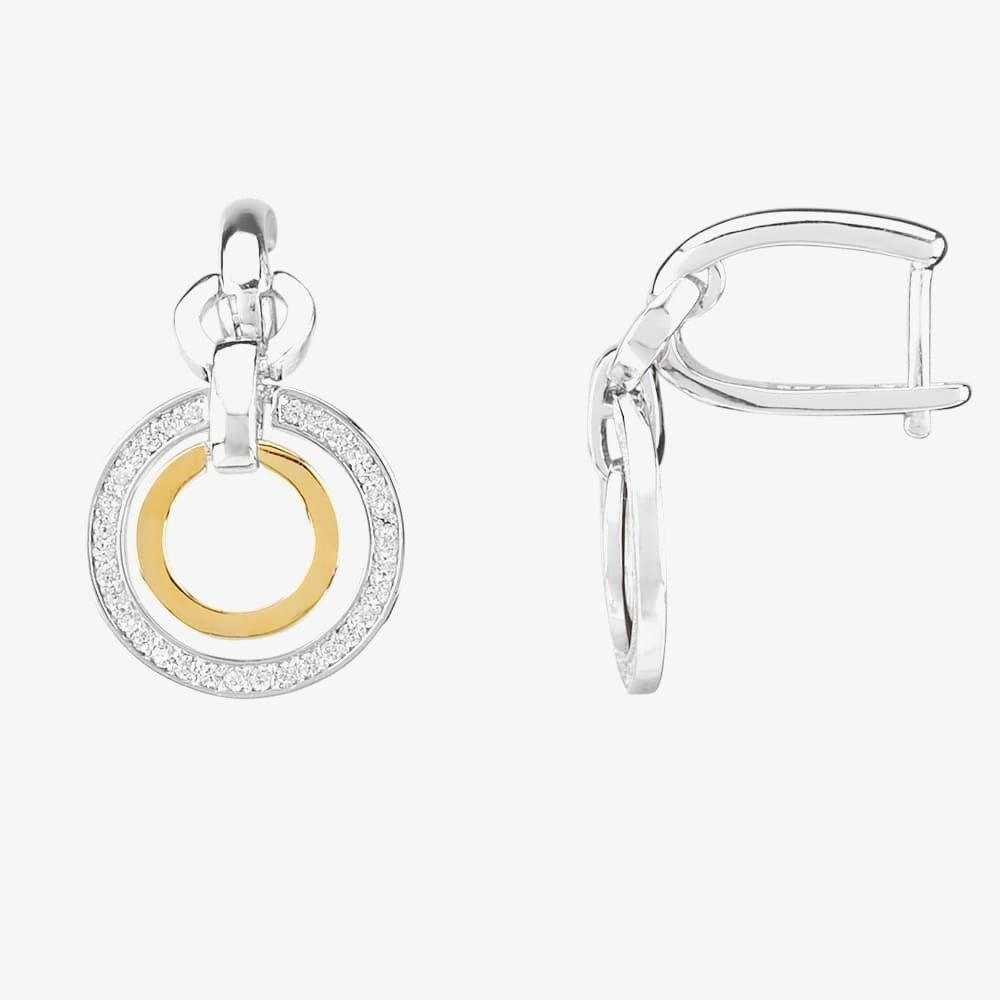 T.H.Baker T.H.Baker Women's Two Tone Cubic Zirconia Double Open Circle Pendant & Earring Set SET12423 in Gold - 2