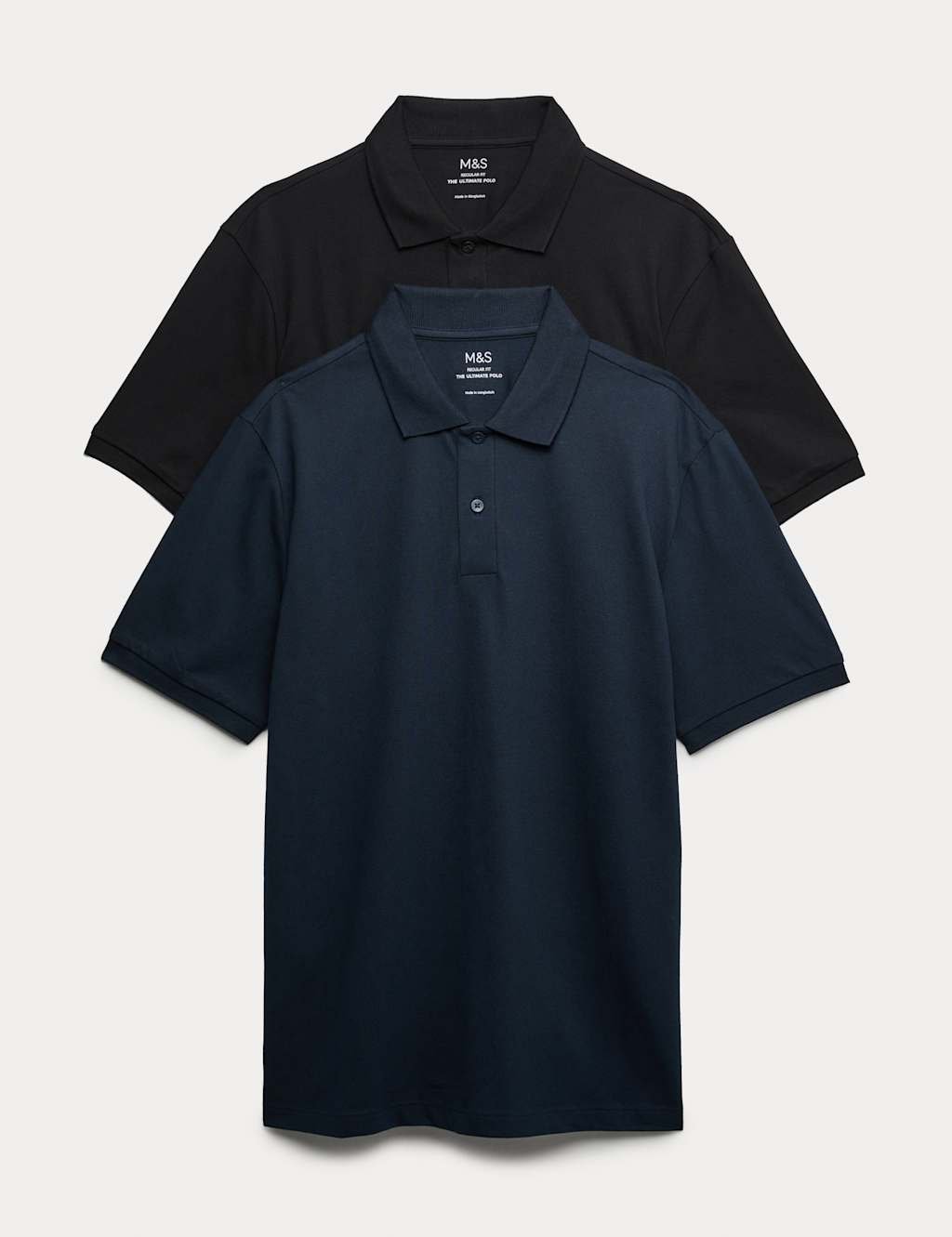 Marks & Spencer M&S Ultimate 2 Pack Cotton Rich Polo Shirts Navy Mix - 1
