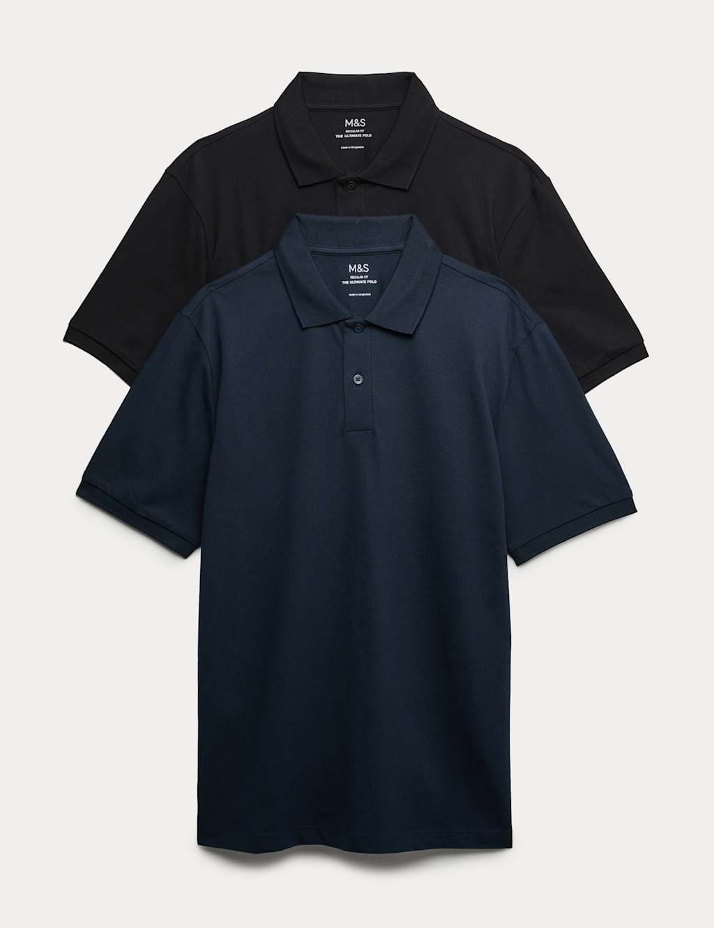 Marks & Spencer M&S Ultimate 2 Pack Cotton Rich Polo Shirts Navy Mix