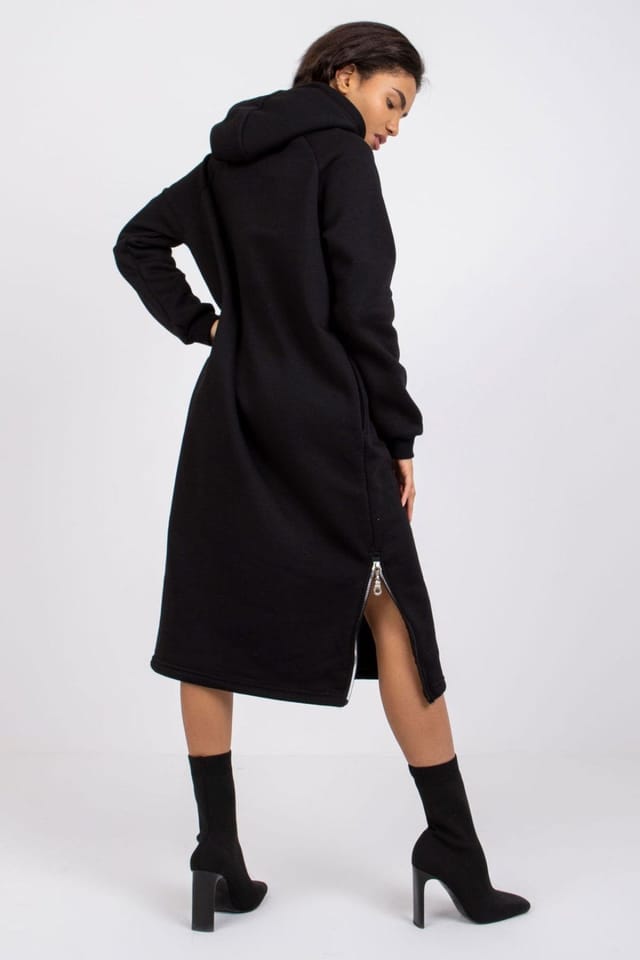 Love Lace Love Lace Women's Oversized Hooded Midi Sweatshirt Dress in Black - 3