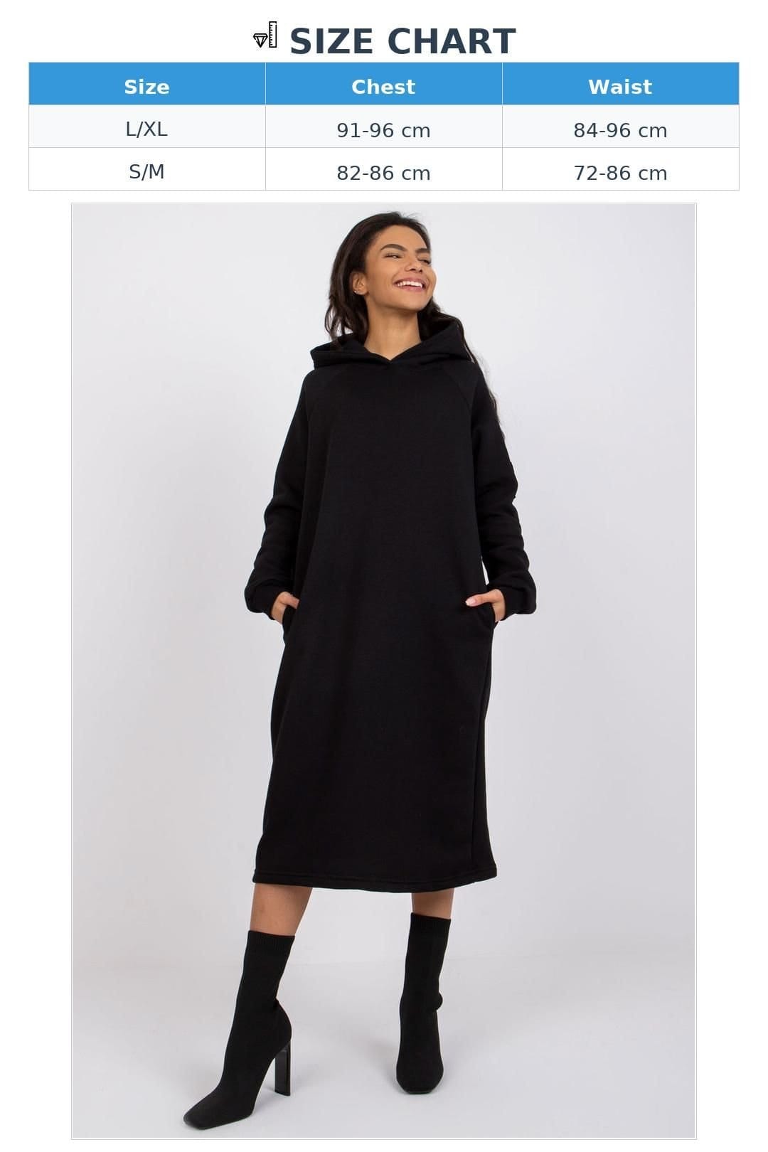 Love Lace Love Lace Women's Oversized Hooded Midi Sweatshirt Dress in Black - 4
