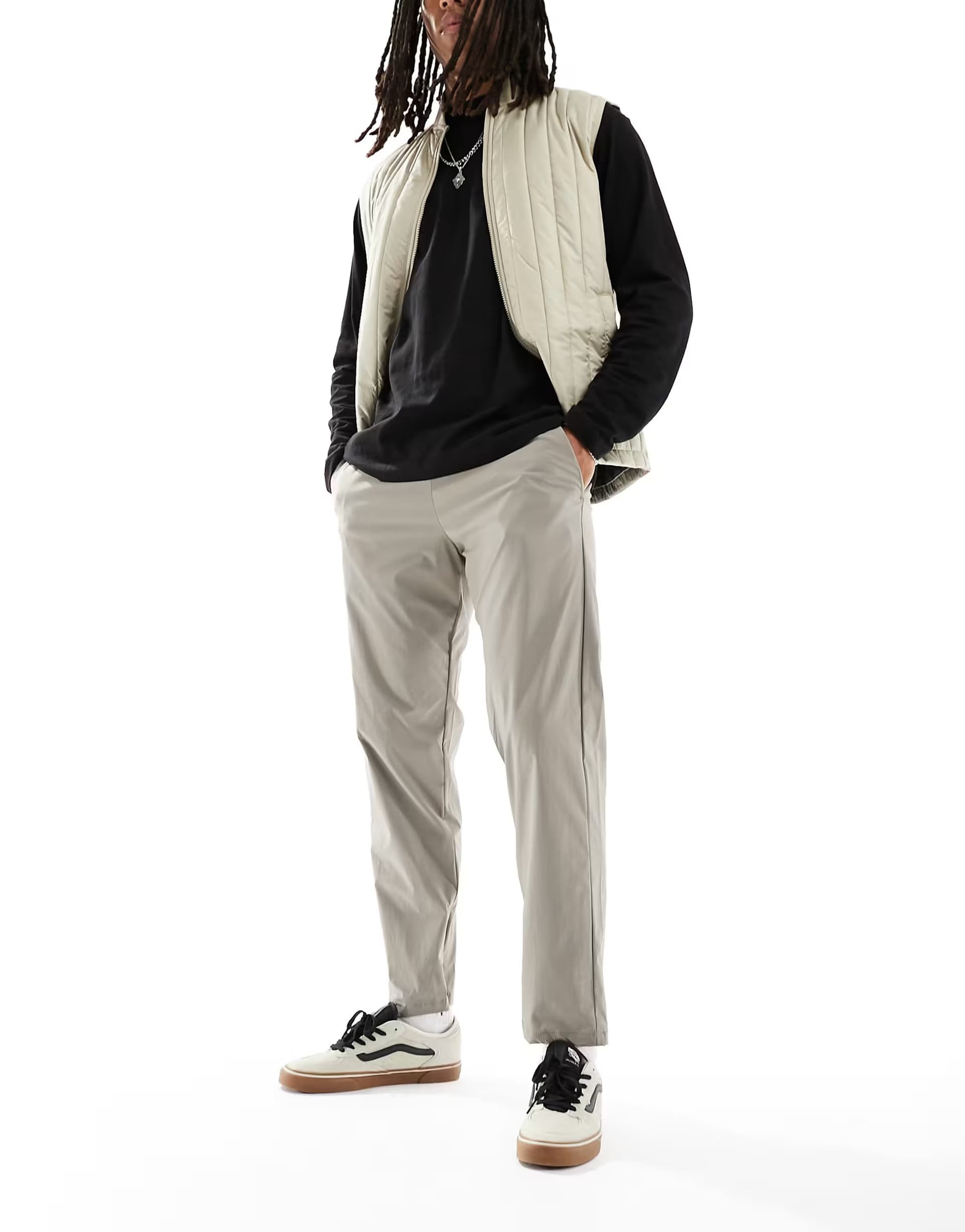 ASOS Jack & Jones tech trouser in tapered fit with split hem in brown