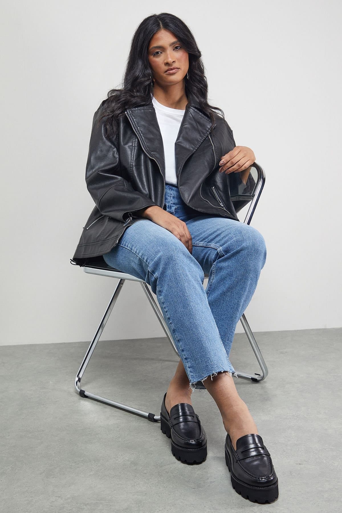 Faith Faith Women's Black Genuine Leather Penny Loafers