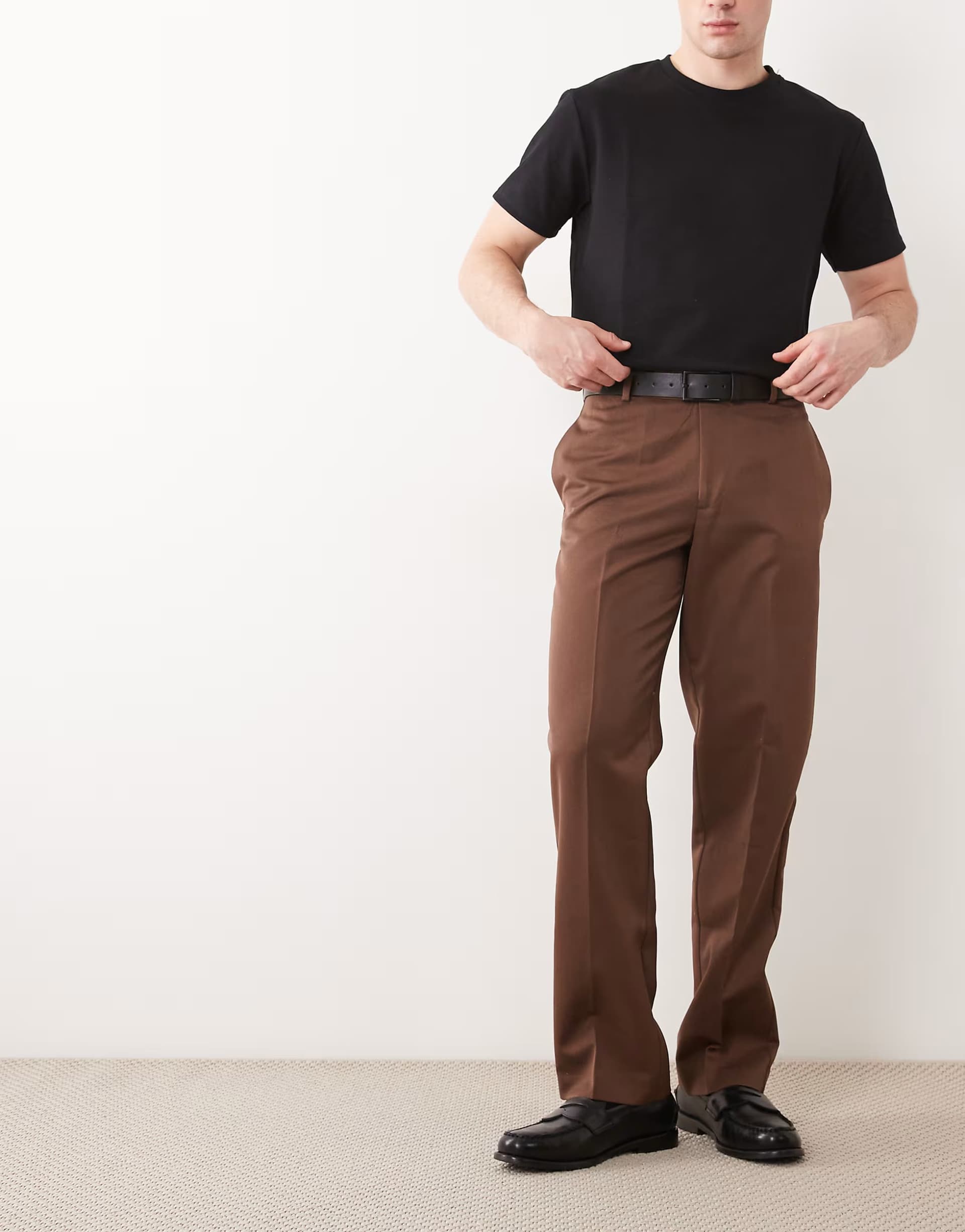 ASOS ASOS DESIGN tailored straight leg trousers in dark brown