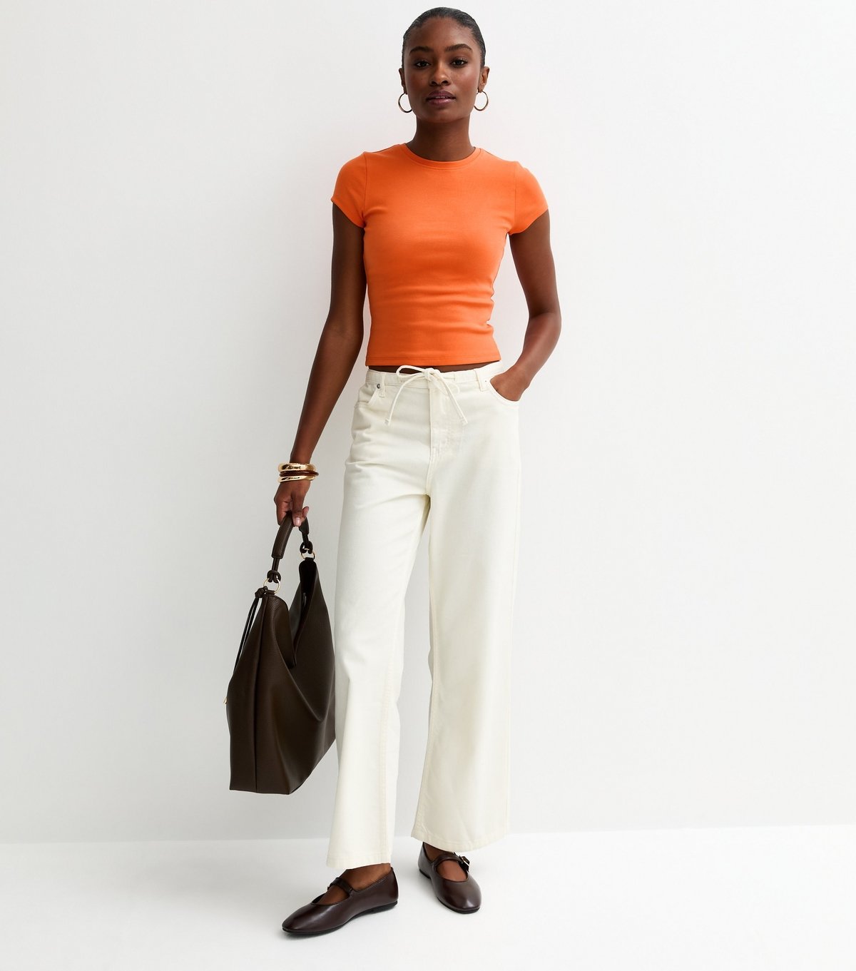 New Look Women's Bright Orange Short Sleeve Baby Tee New Look - 3