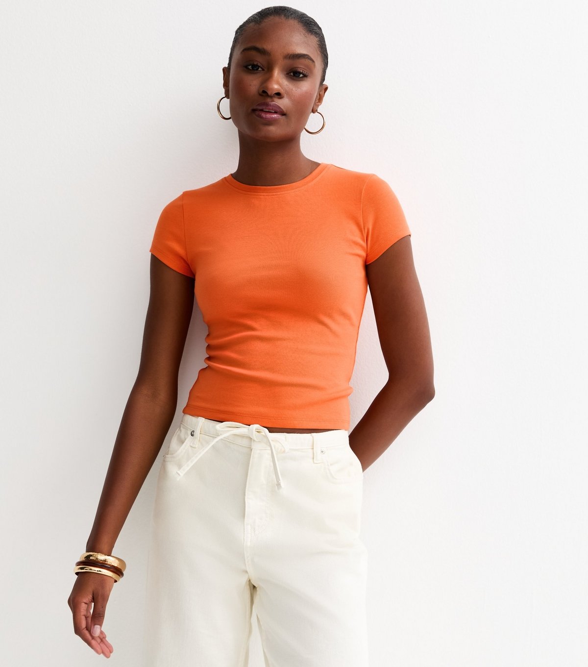 New Look Women's Bright Orange Short Sleeve Baby Tee New Look - 4