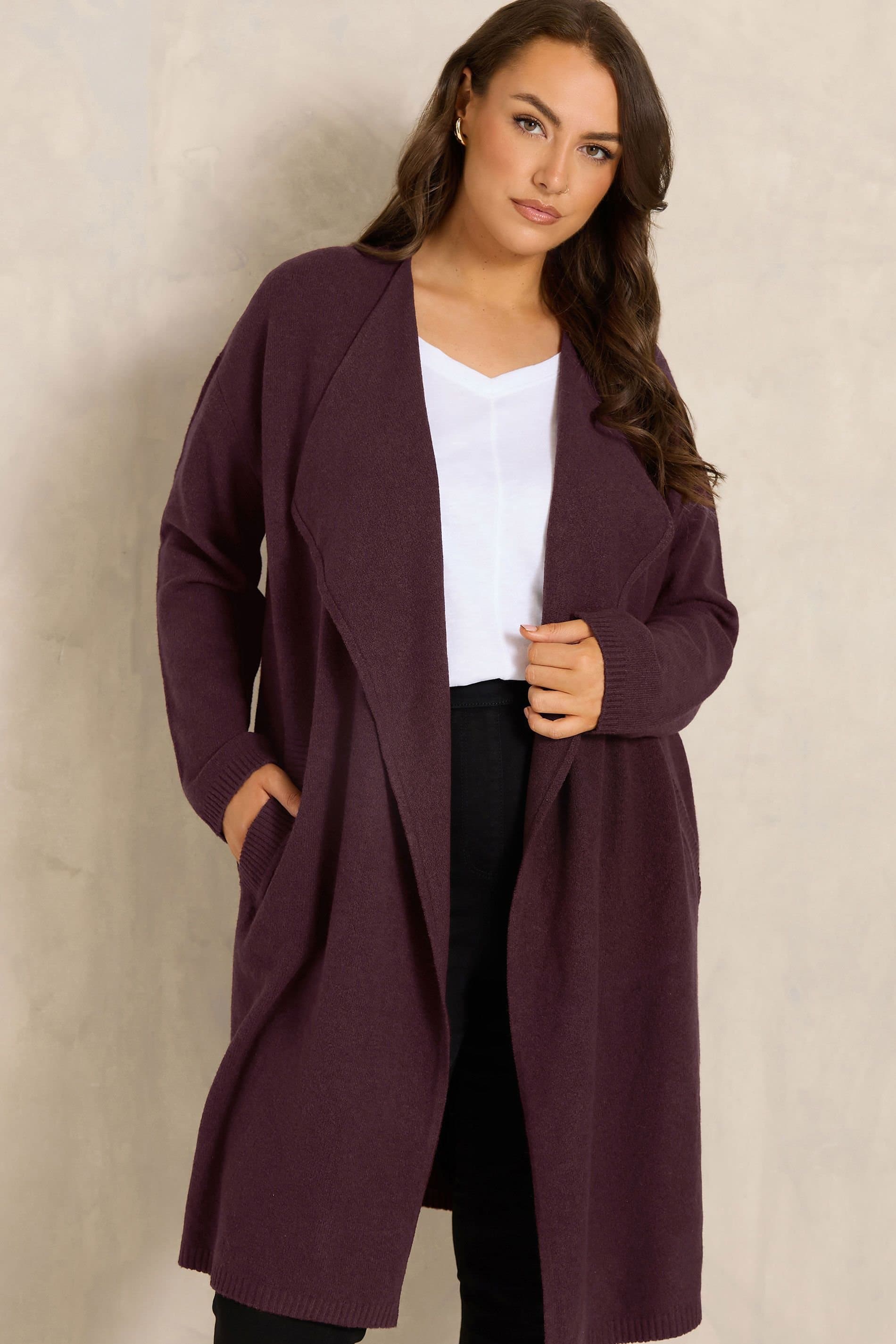 Evans Evans Women's Waterfall Cardigan in Dark Red