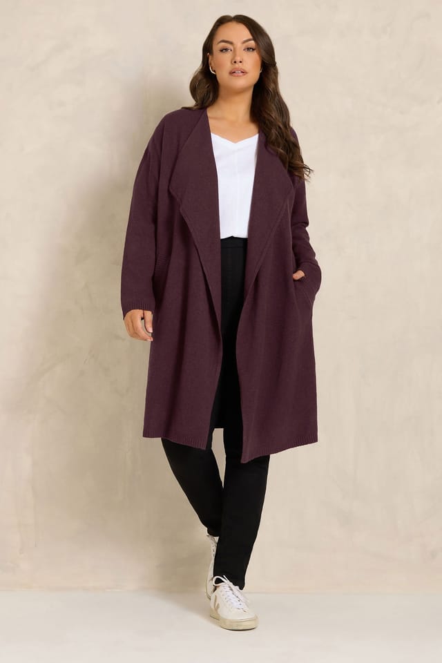 Evans Evans Women's Waterfall Cardigan in Dark Red - 3
