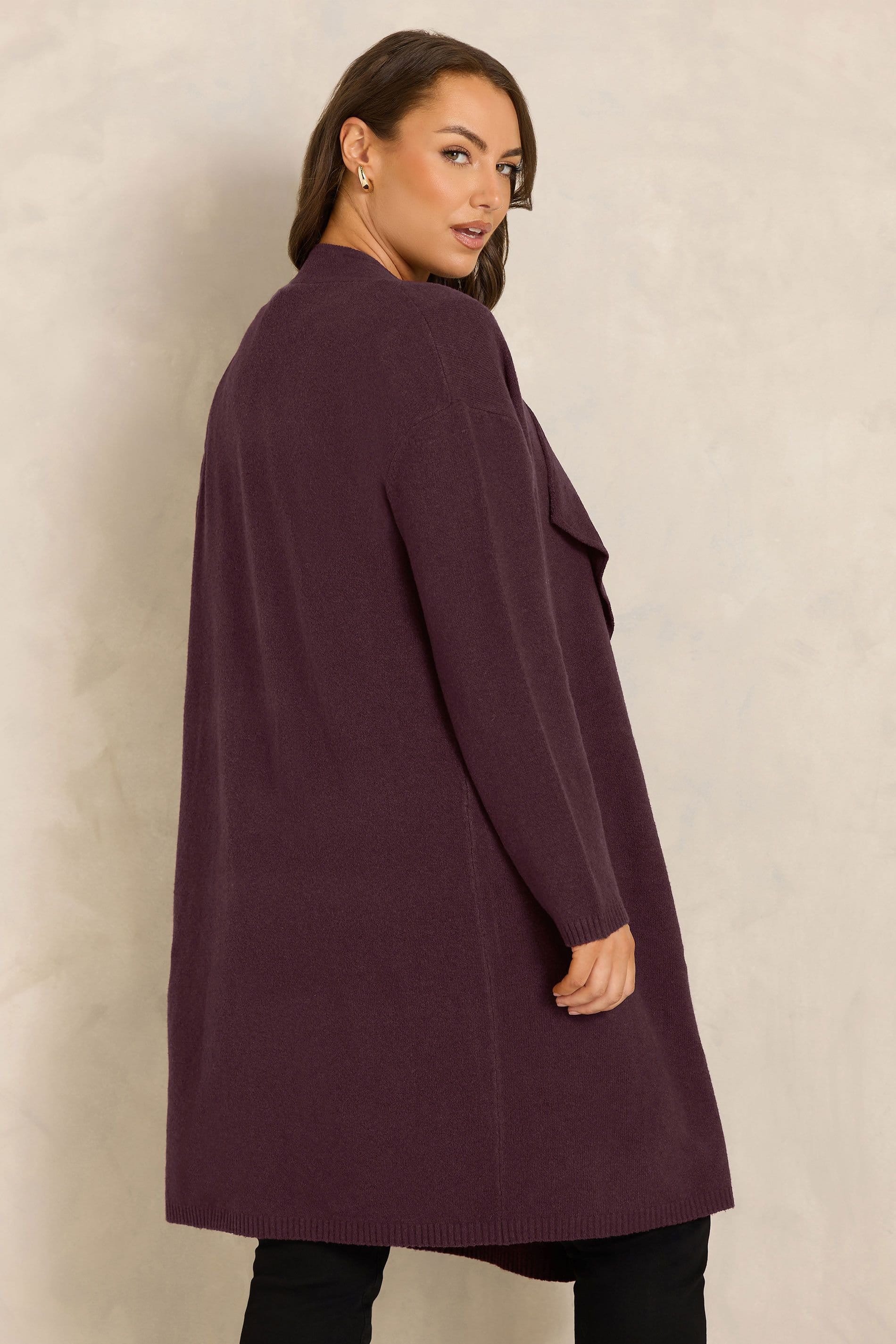 Evans Evans Women's Waterfall Cardigan in Dark Red - 4