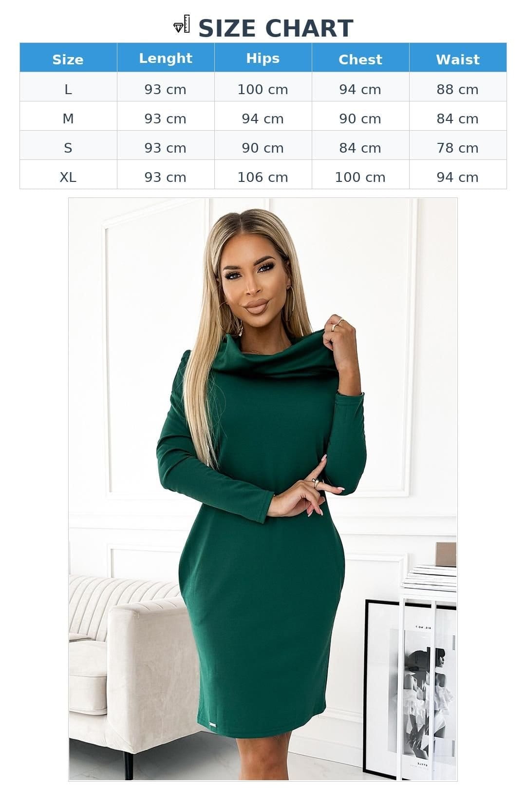Love Lace Love Lace Women's Warm Turtleneck Pocket Dress Green - 4