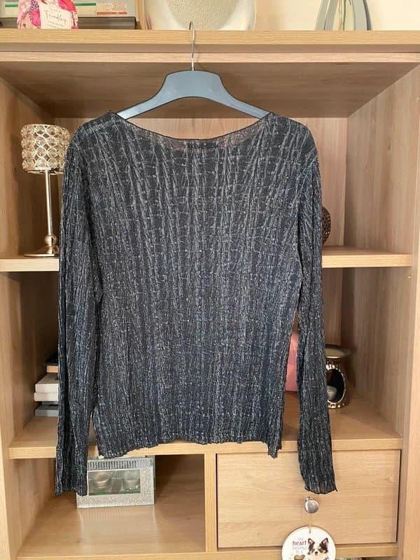 Marks & Spencer 🩶Vintage St Michael Silver Shimmer Sheer Top Y2K Mermaidcore 14