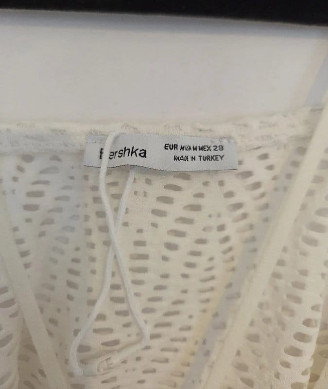 Bershka White Lace Spaghetti Strap Crop Top
