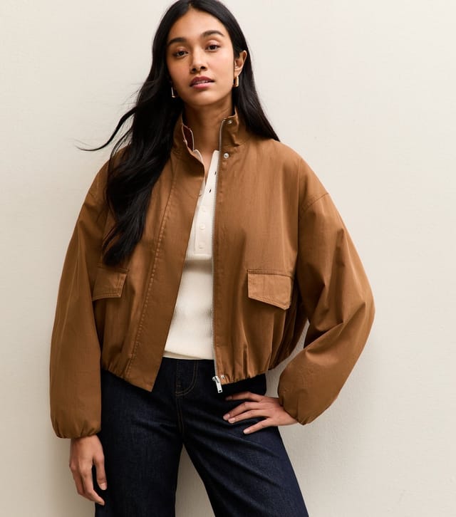 New Look Women's Tan Funnel Neck Bubble Hem Jacket New Look - 2