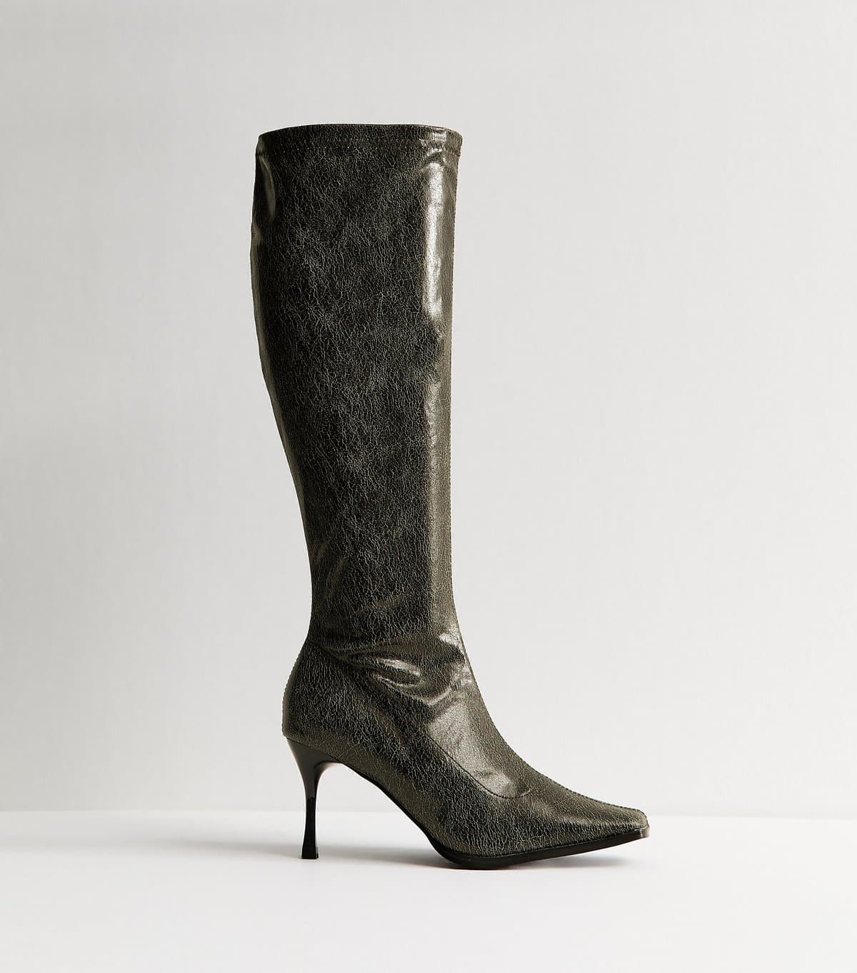 Public Desire Women's Khaki Scorpion Knee High Boots Public Desire New Look