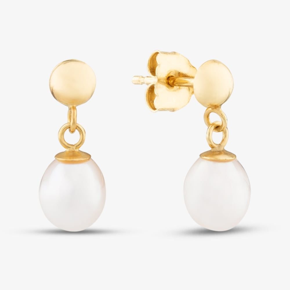 T.H.Baker T.H.Baker Women's 9ct Yellow Gold Freshwater Pearl Dropper Earrings 1.58.7979 - 2