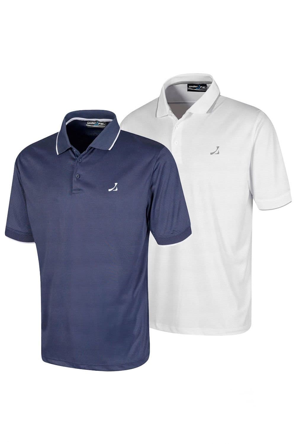 Under Par Under Par Men's Twin Pack UV Protection Stretch Golf Polo Shirts (Pack of 2) in Navy