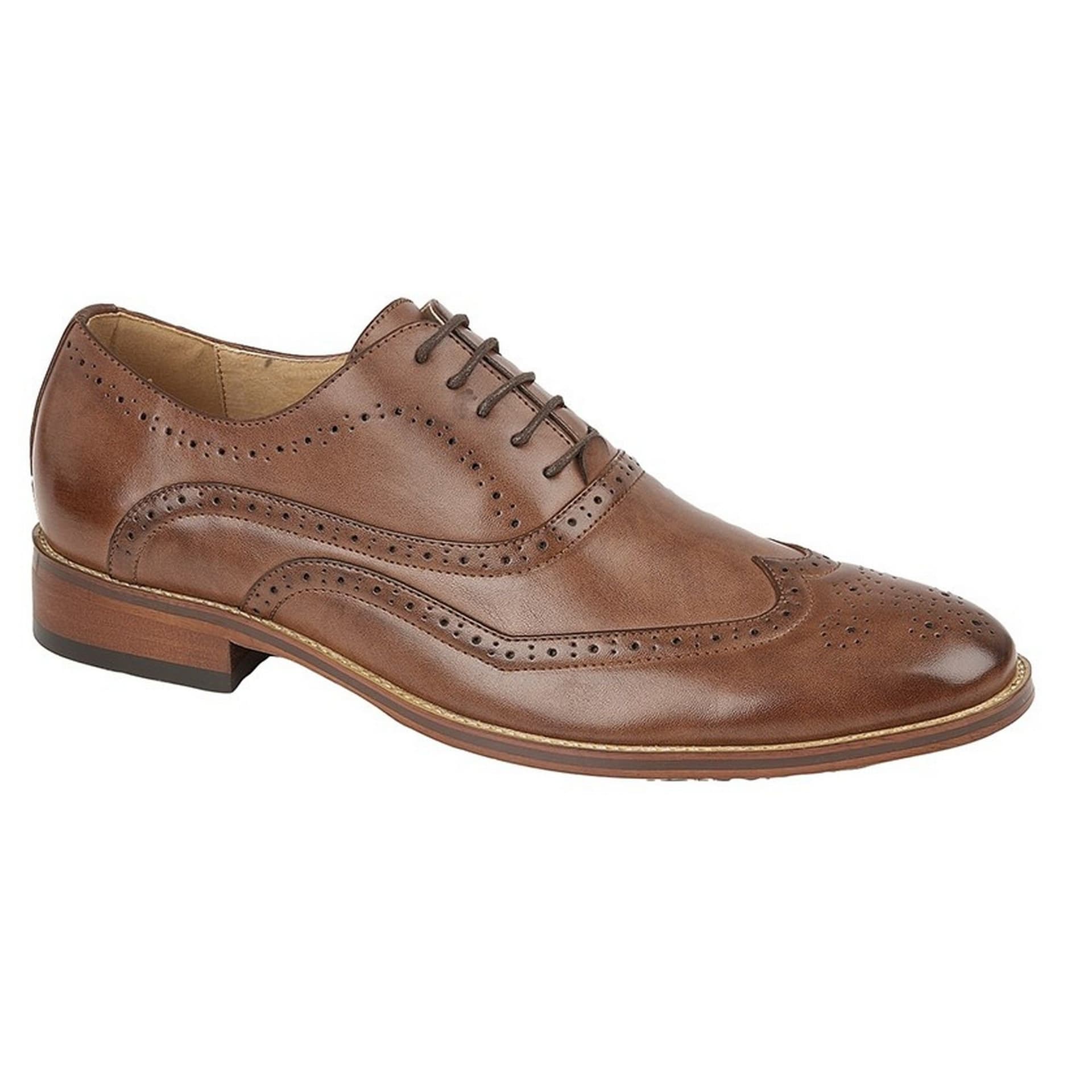 Goor Goor Men's Brogued Wing Tip Smart Shoe in Brown