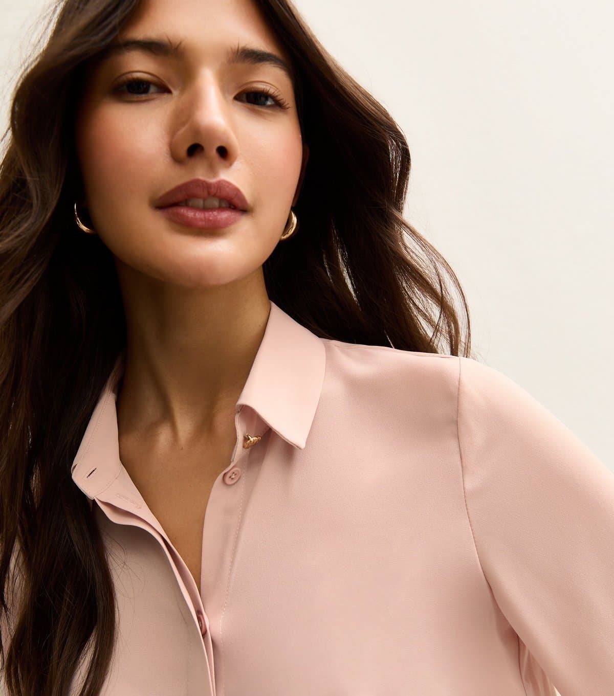 New Look Women's Pink Concealed Button Shirt New Look