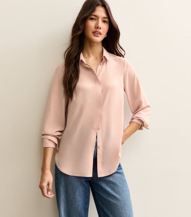 New Look Women's Pink Concealed Button Shirt New Look - 3