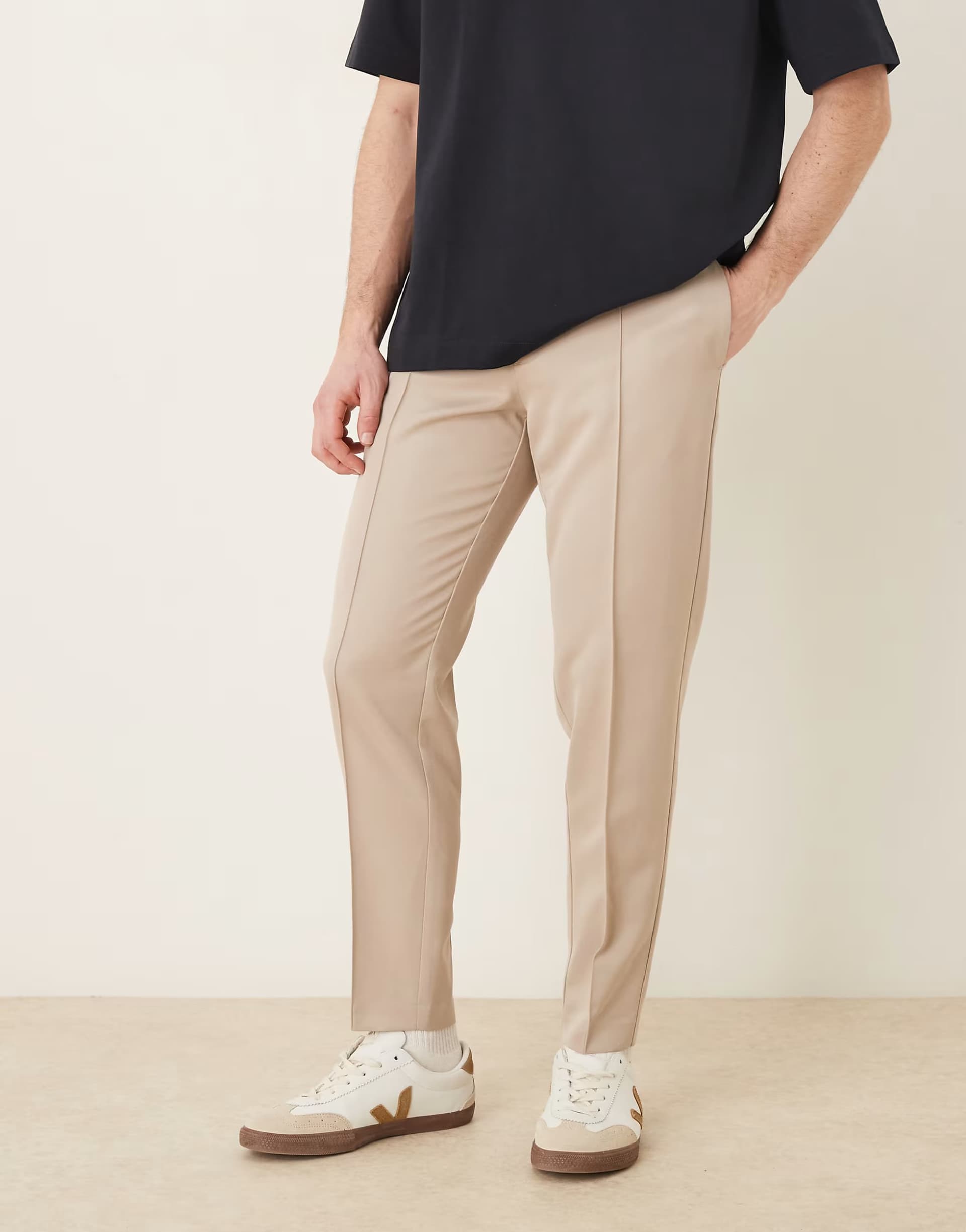 ASOS ASOS Smart Tapered Trousers in Stone