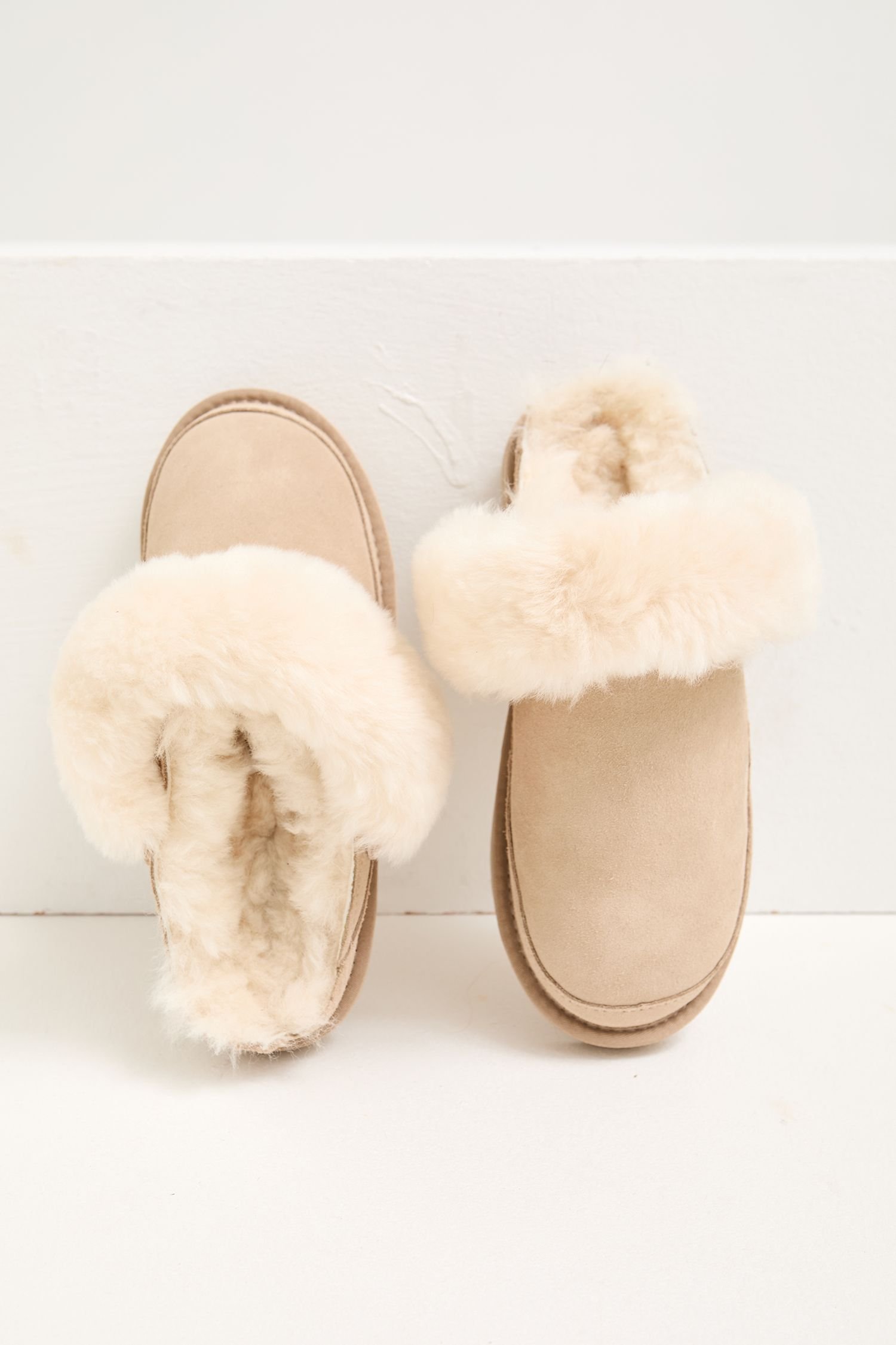 Pretty You London Pretty You London Women's Hallie Sheepskin Mule Slippers in Beige - 3