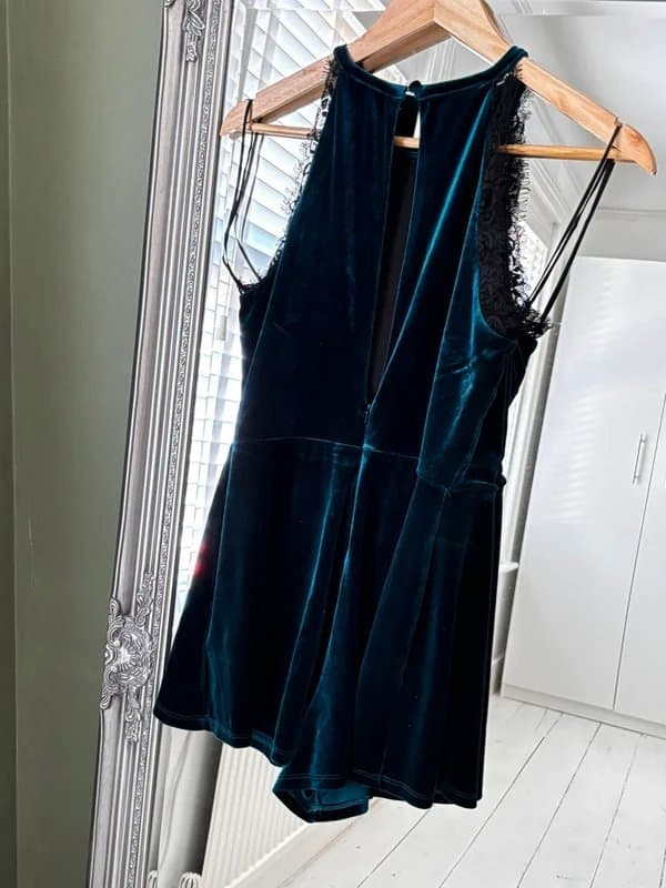 New Look Teale blue velvet play suit
