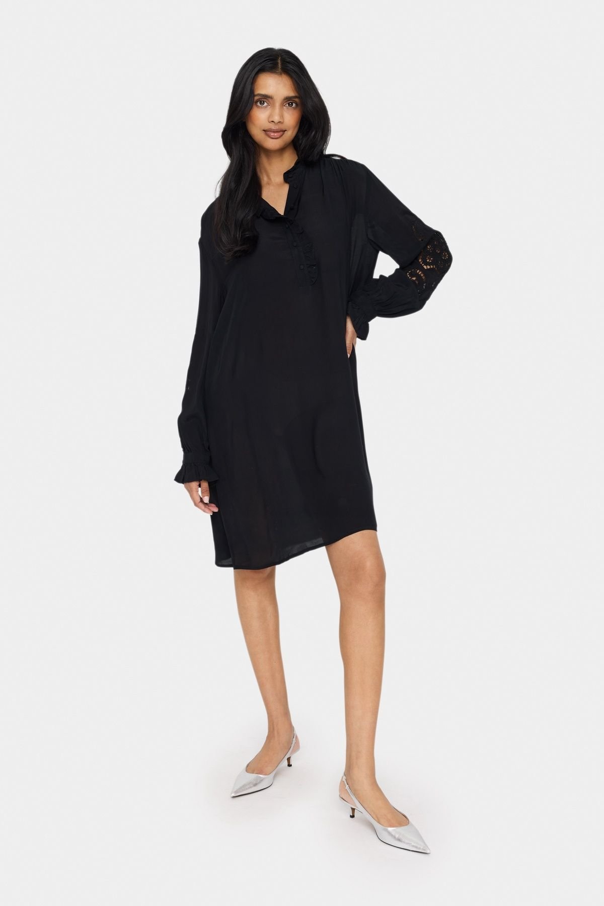 Saint Tropez Saint Tropez Women's GreyaSZ Long Sleeve Casual Fit Dress in Black - 3