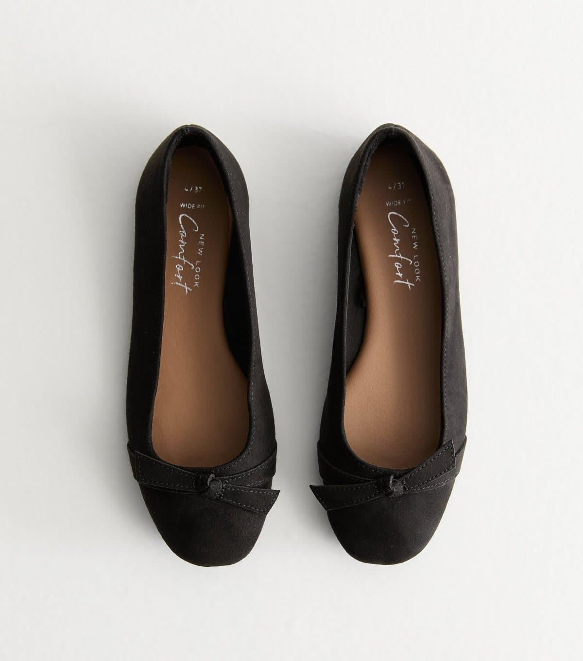 New Look Women's Wide Fit Black Bow Detail Ballet Pumps New Look