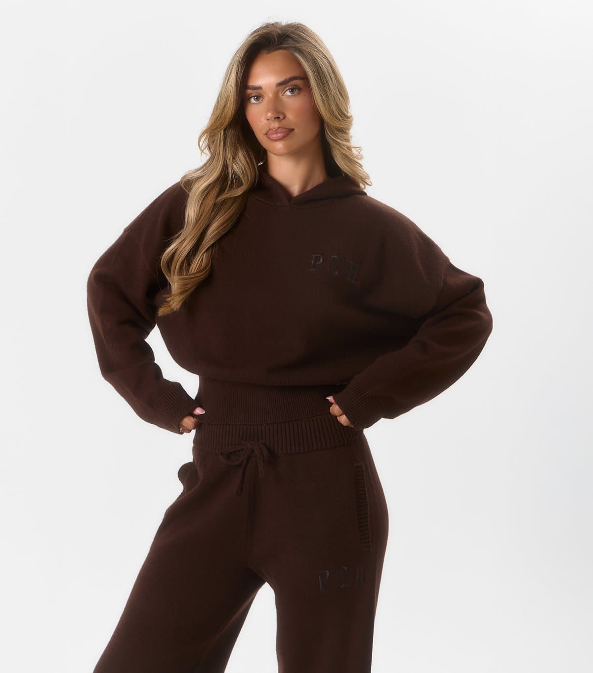 Peach Fit Women's Peach:Fit Dark Brown Sophie Knitted Hoodie Peach Fit New Look