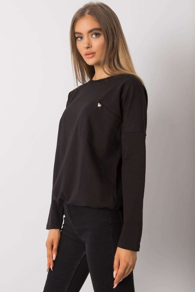 Love Lace Love Lace Women's Cotton Loose Fit Long Sleeve Blouse Pocket in Black - 3