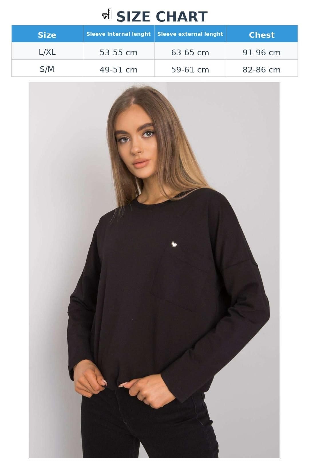Love Lace Love Lace Women's Cotton Loose Fit Long Sleeve Blouse Pocket in Black - 4