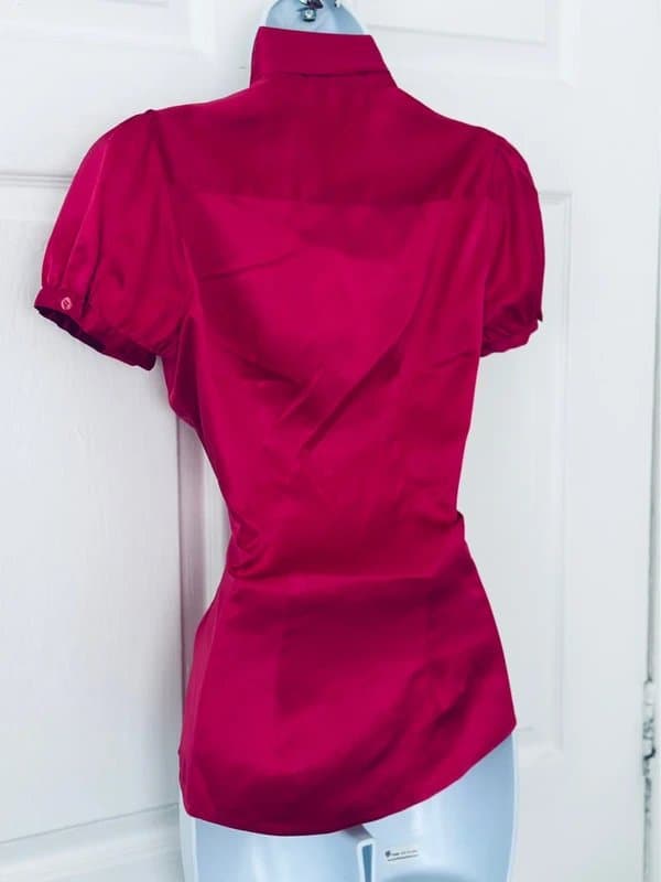 Hawes & Curtis Stunning Boutique By Hawes & Curtis DarkPink/Red Satin Pussy Bow Blouse Size 6