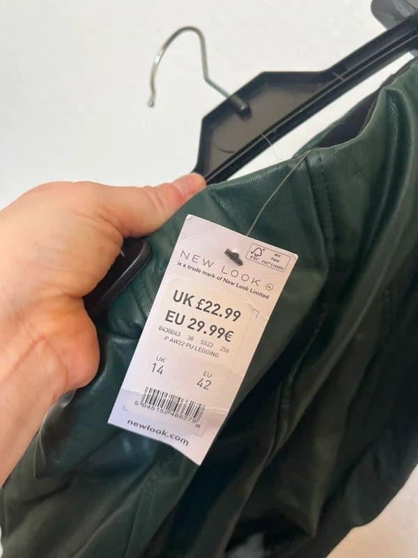 New Look Dark green leather leggings