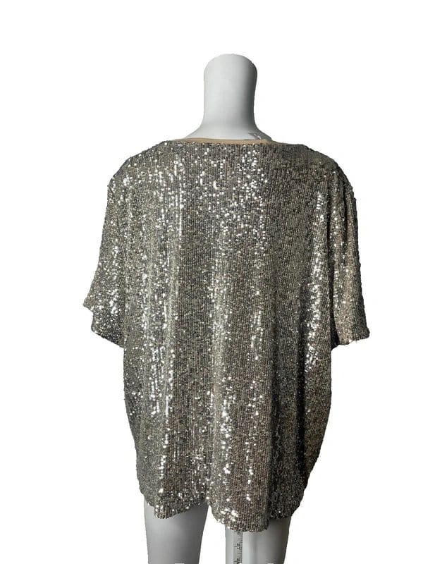 Marks & Spencer M&S Top T-Shirt Size 22 Champagne Sequin Smart Womens NEW EU 50 RRP £29.50 - 1