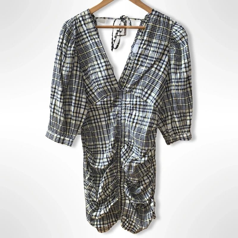 ASOS Ruched Tartan Check Dress Size 12