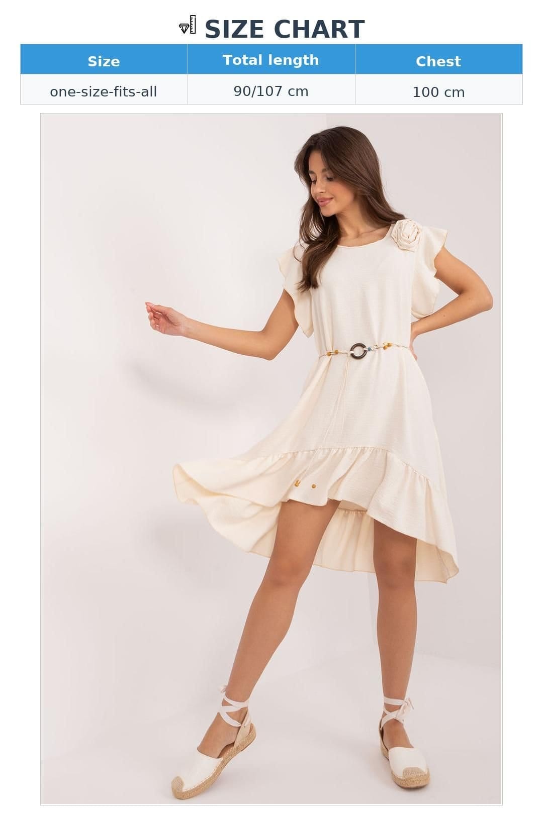 Love Lace Love Lace Women's Everyday Flared Summer Dress with Tie Belt in Beige - 4
