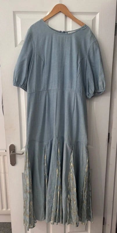 Never Fully Dressed Never Fully Dressed Denim/Gold sz 18 Dress - 1