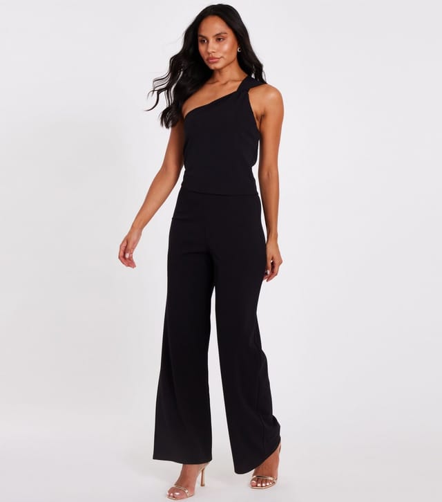 Quiz Women's Black One Shoulder Wide Leg Jumpsuit Quiz New Look - 2